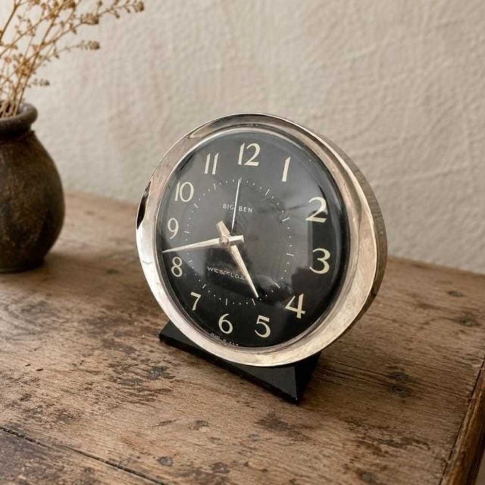 Vintage Westclox Big Ben Alarm Clock Black Chrome Metal Works USA 5"